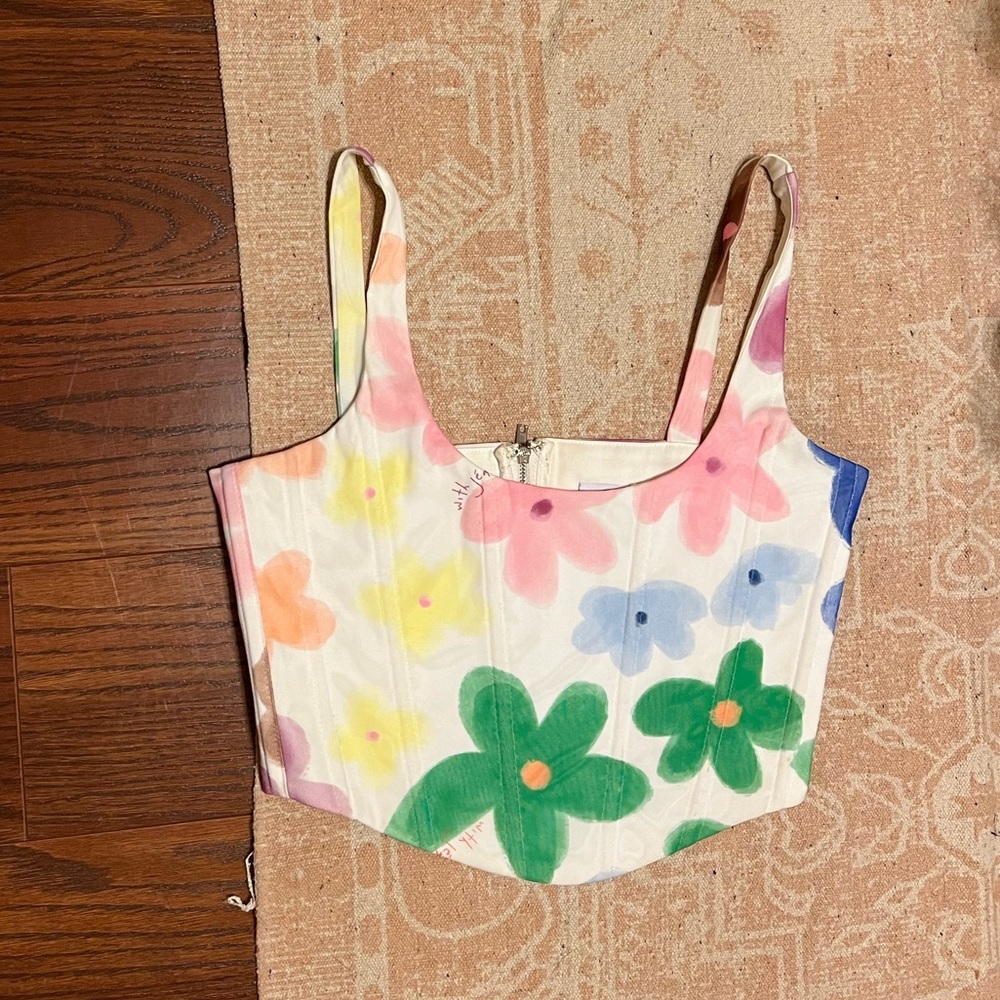 With Jean Cindy corset floral top